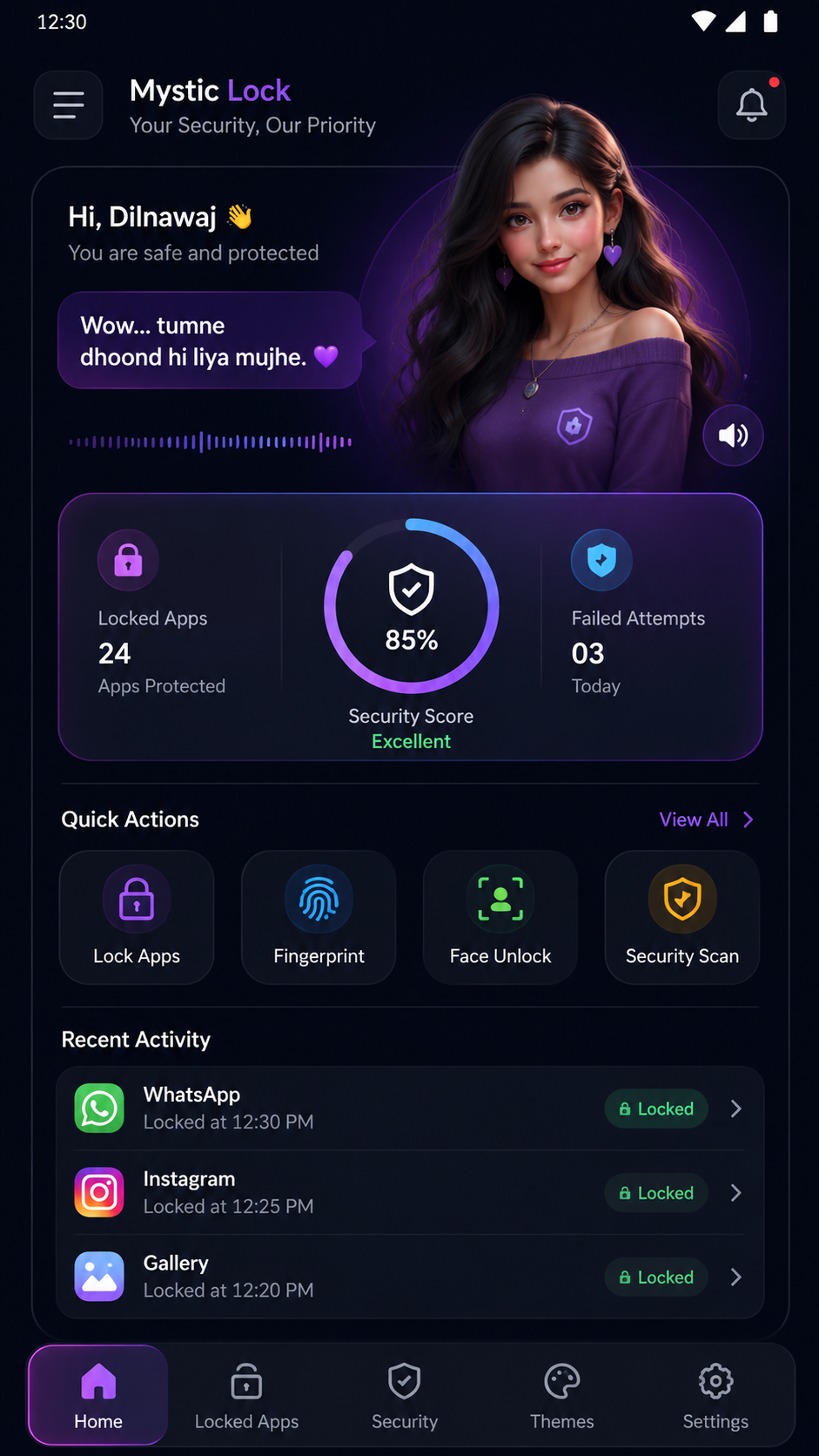 Mystic Lock Home Screen
